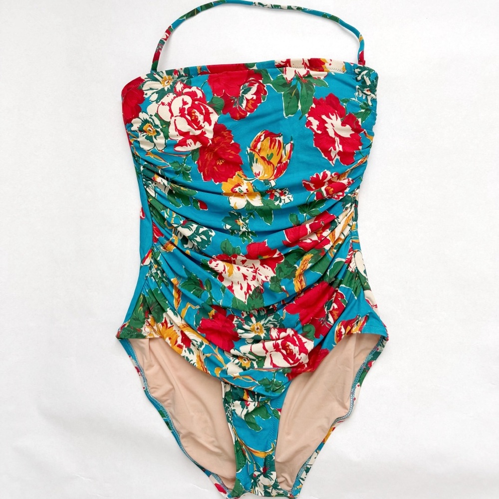 NEW J.CREW Ruched Bandeau One-piece Swimsuit -Size 8